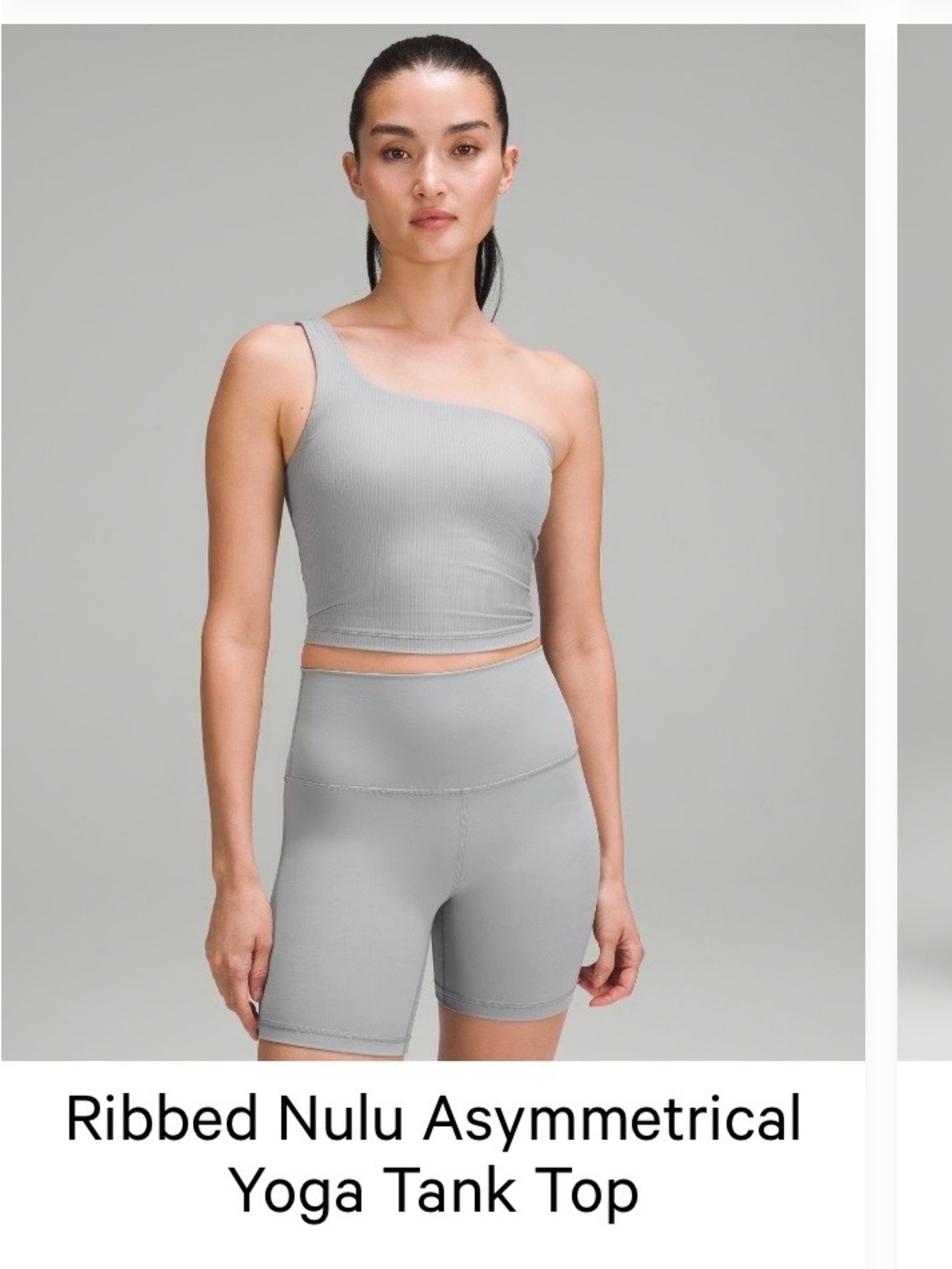 lululemon athletica Ribbed Nulu Asymmetrical One-Shoulder Crop Top - Light Gray